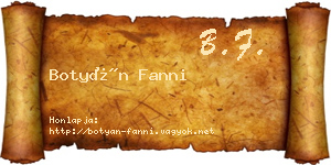 Botyán Fanni névjegykártya